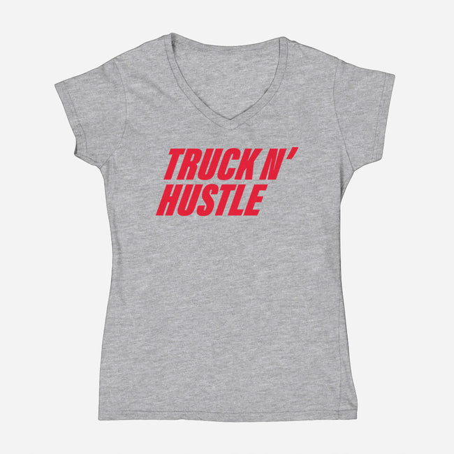 TNH Red-Womens-V-Neck-Tee-truck-n-hustle