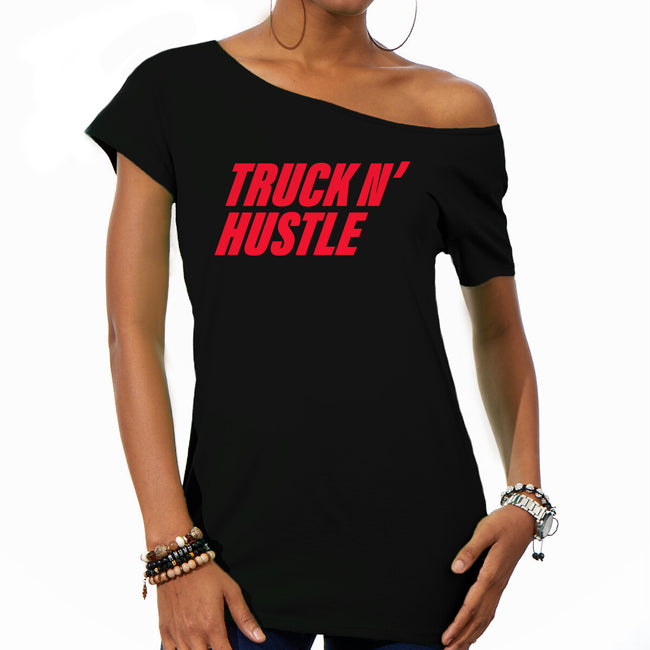 TNH Red-Womens-Off Shoulder-Tee-truck-n-hustle
