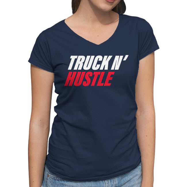 TNH Classic-Womens-V-Neck-Tee-truck-n-hustle