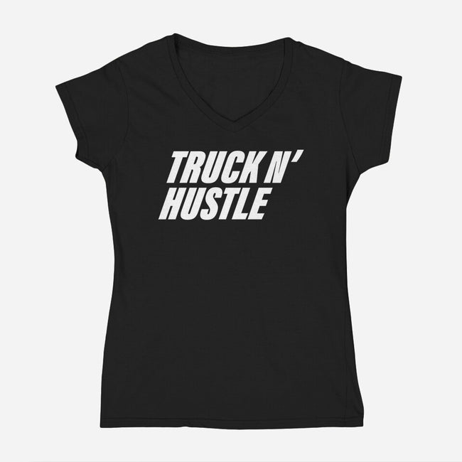 TNH White-Womens-V-Neck-Tee-truck-n-hustle