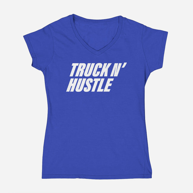 TNH White-Womens-V-Neck-Tee-truck-n-hustle