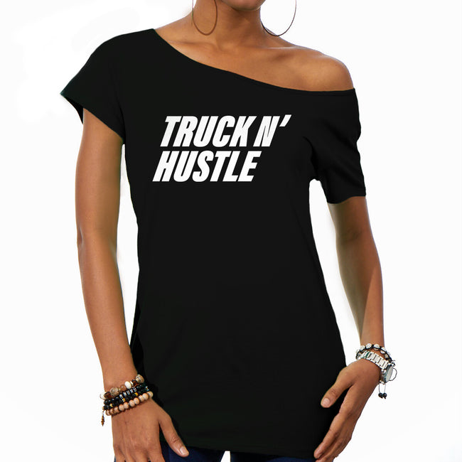 TNH White-Womens-Off Shoulder-Tee-truck-n-hustle