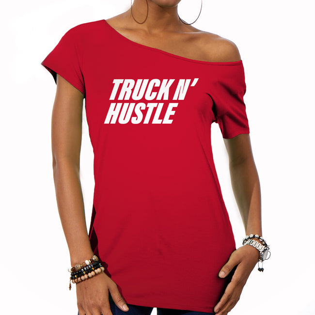 TNH White-Womens-Off Shoulder-Tee-truck-n-hustle
