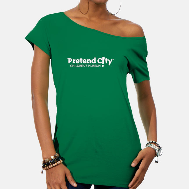 Pretend City White-womens off shoulder tee-Pretend City