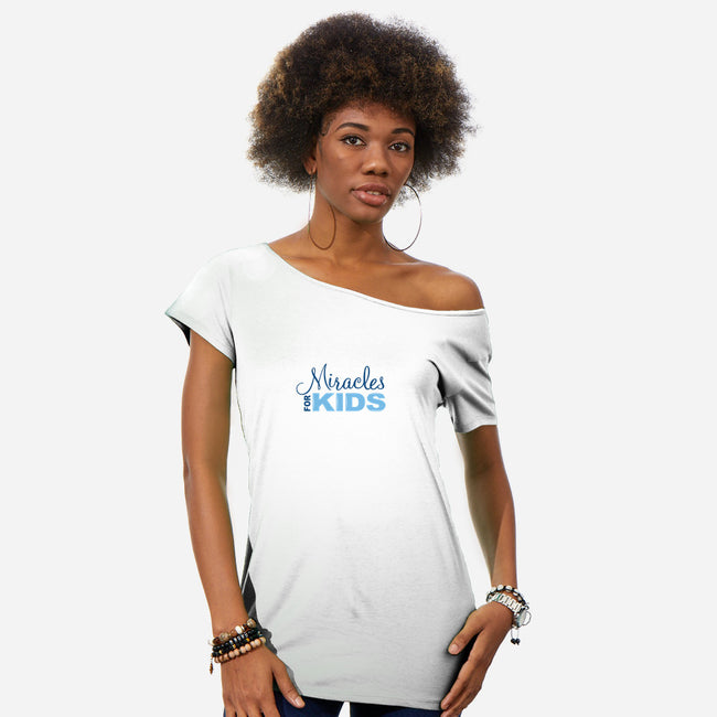 Miracles For Kids Stacked-womens off shoulder tee-Miracles For Kids