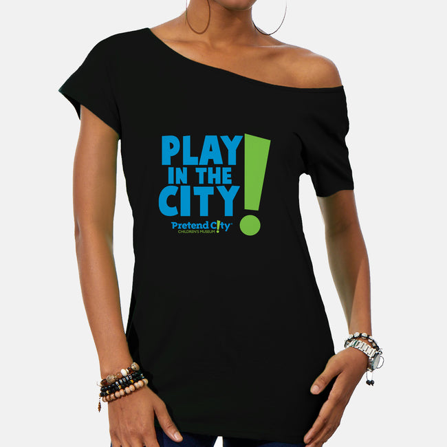 Play in the City-womens off shoulder tee-Pretend City