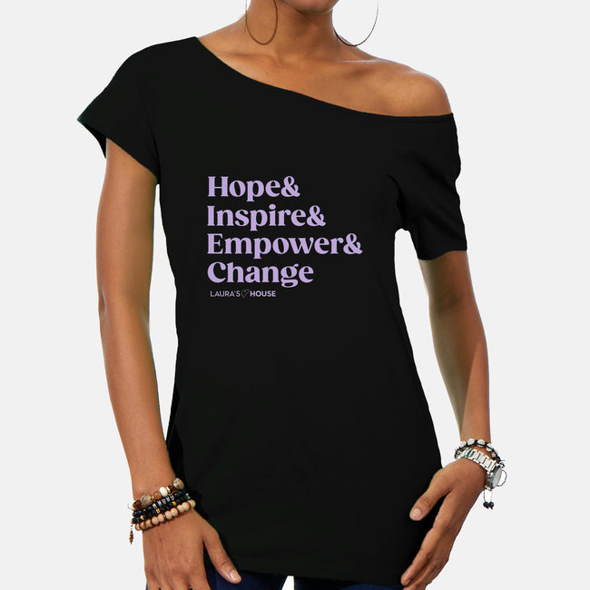 Inspire-womens off shoulder tee-Laura's House