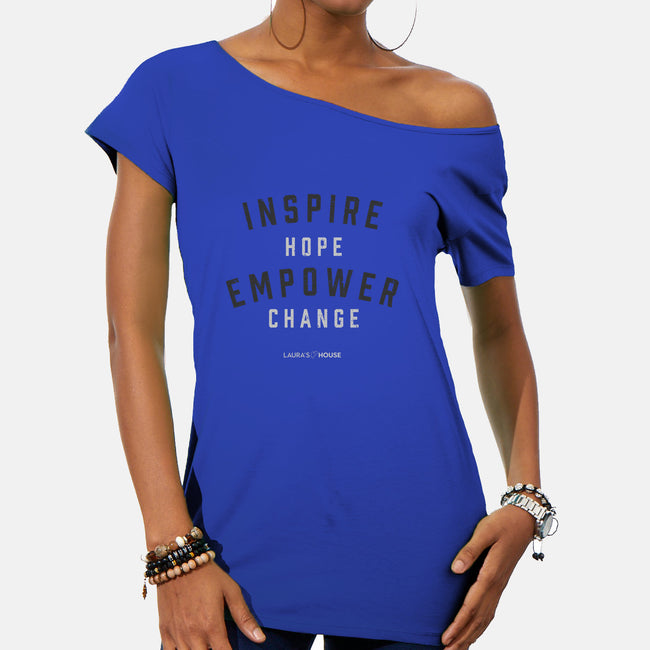 Empower-womens off shoulder tee-Laura's House
