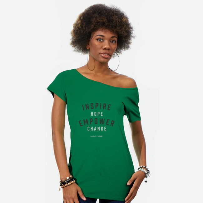 Empower-womens off shoulder tee-Laura's House