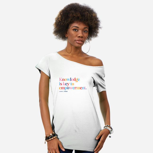 Knowledge-womens off shoulder tee-Laura's House